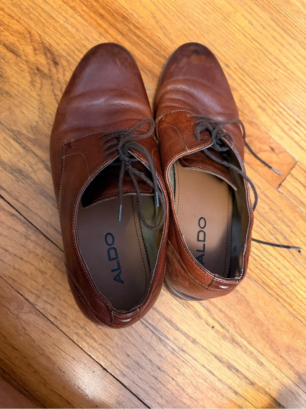 Aldo Men's Chestnut Brown Leather Lace-Up Oxfords